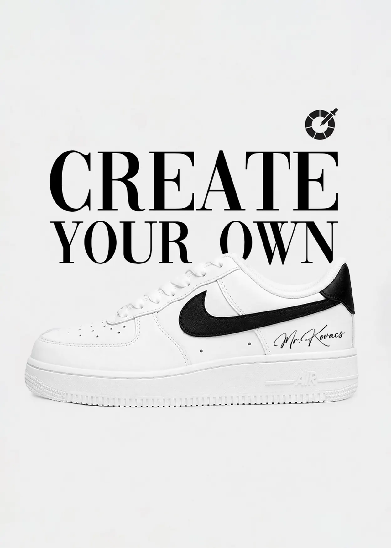 Create your own – vőlegény Air Force 1 fekete pipával és Mr. Kovacs felirattal